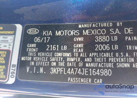 2018 Kia Forte Lx from USA, damaged, VIN 3KPFL4A74JE164980